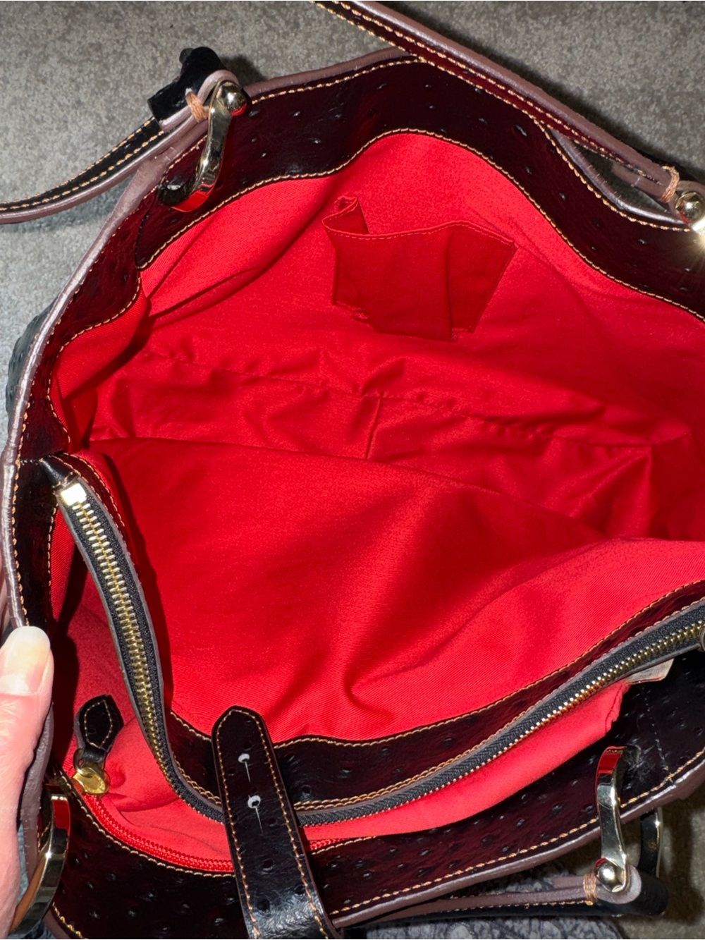 Dooney & Bourke Alto Ostrich Camilla in Black - Picture 10 of 15